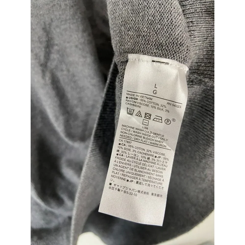 Banana Republic men's large grey v-neck lightweight‎ sweater premium luxe yarn